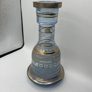 Art glass flower vase hand painted gold trim